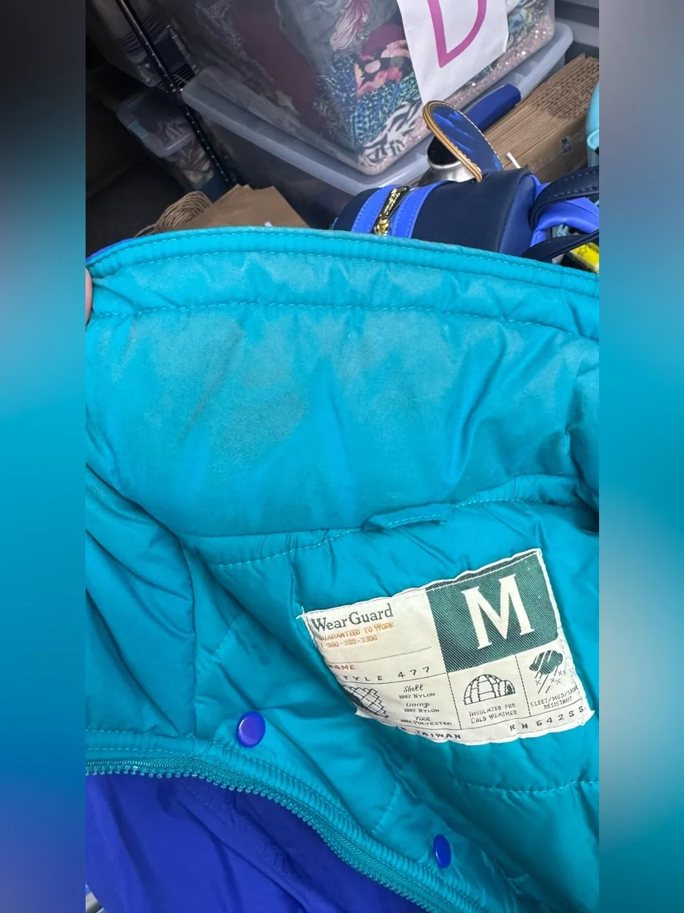 IBM Vintage Royal Blue Puffer Jacket with Teal Trim